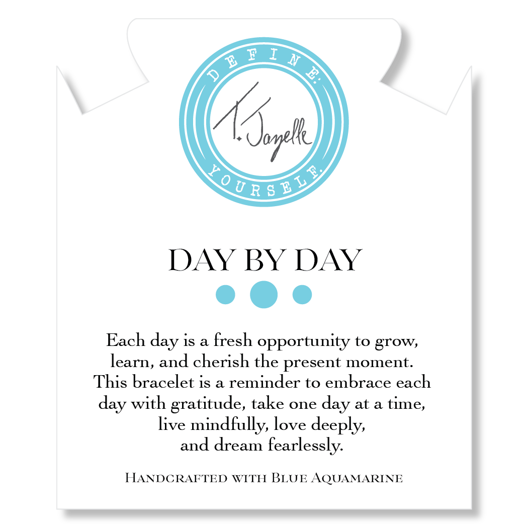 Gold Day by Day Collection- Blue Aquamarine Gemstone Bracelet
