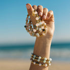 Gold Day by Day Collection- Blue Aquamarine Gemstone Bracelet
