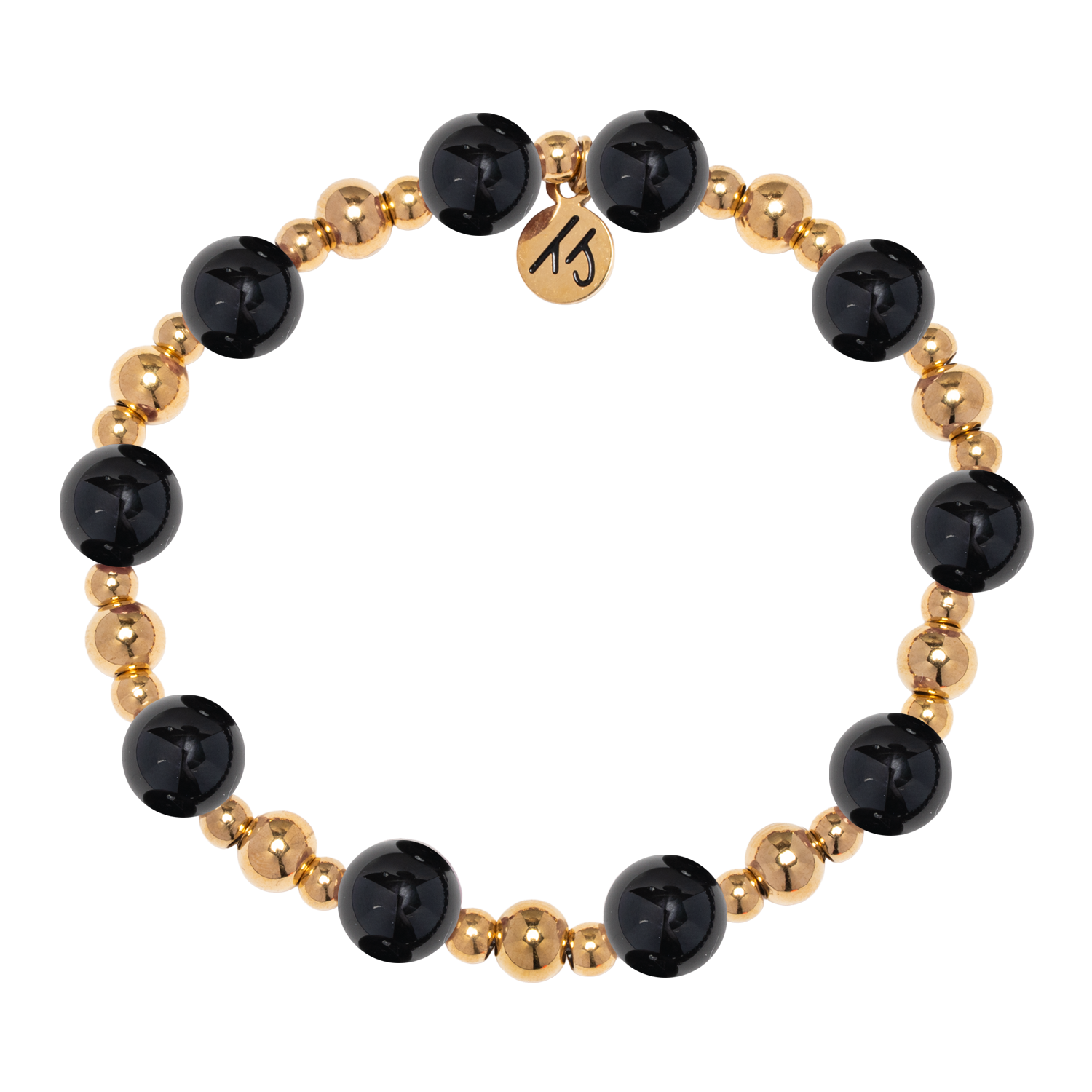 Gold Day by Day Collection- Onyx Gemstone Bracelet