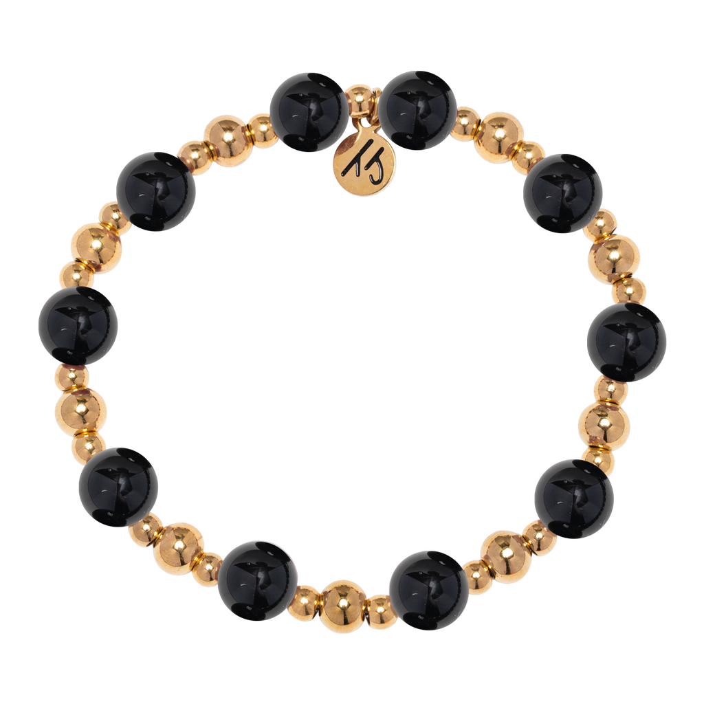 Gold Day by Day Collection- Onyx Gemstone Bracelet