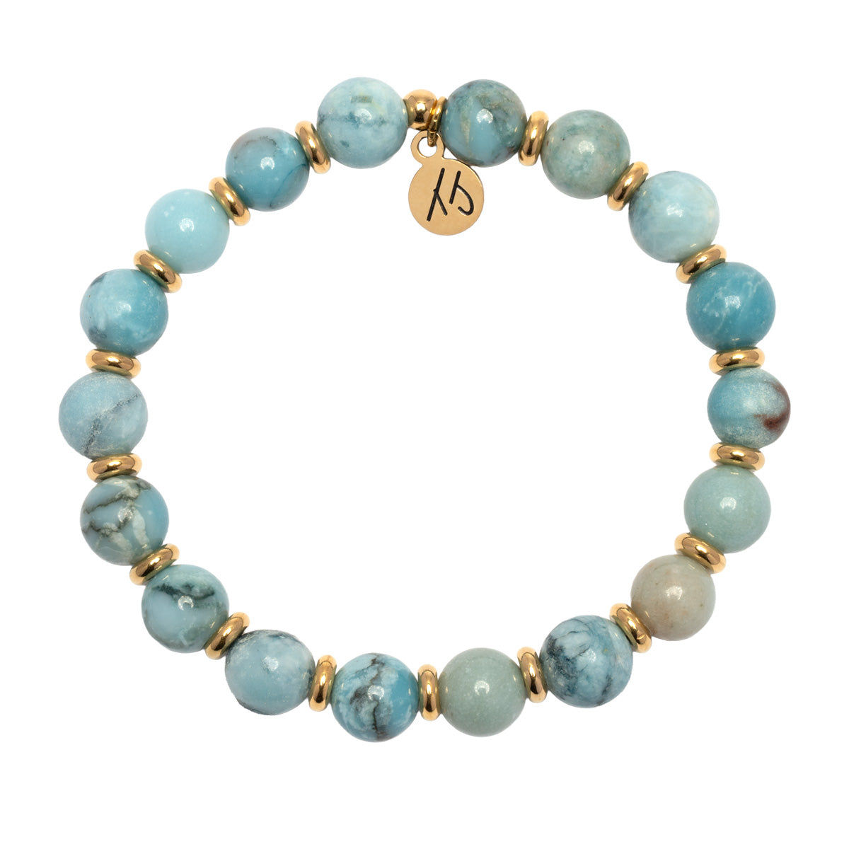 Gold Empowered Elegance Collection- Larimar Jasper Gemstone Bracelet
