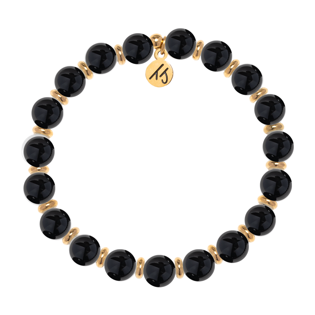 Gold Empowered Elegance Collection- Onyx Gemstone Bracelet