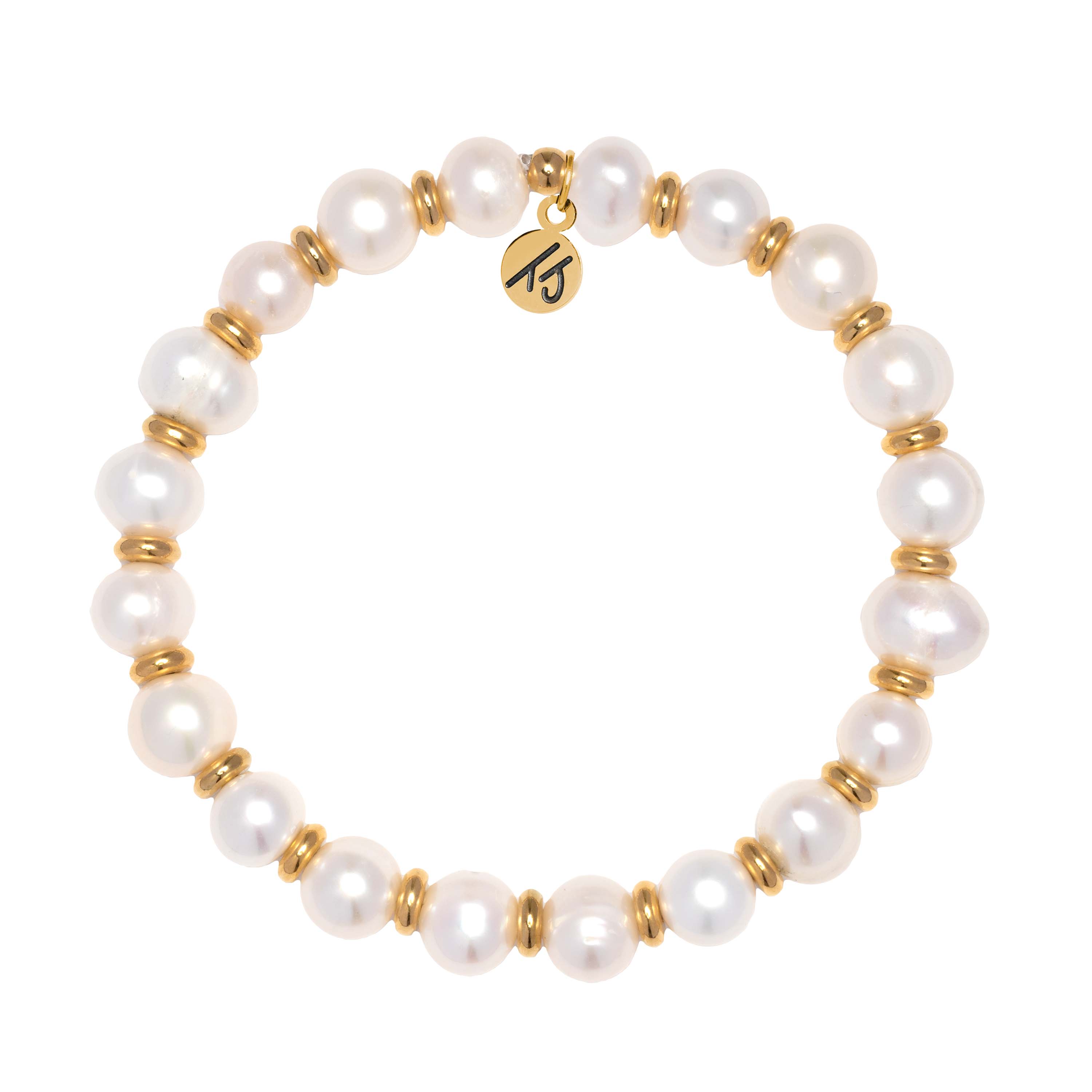 Gold Empowered Elegance Collection- Pearl Gemstone Bracelet