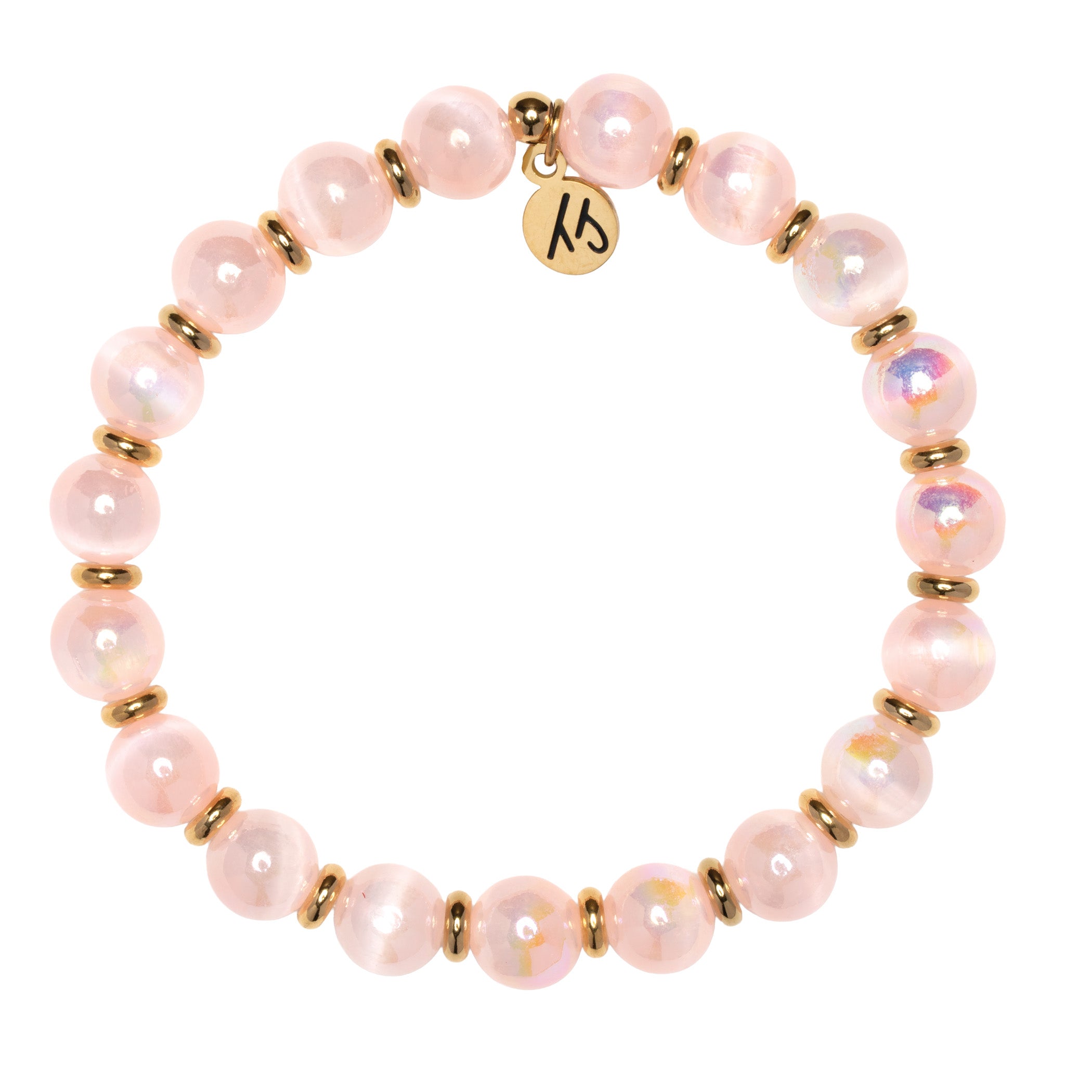 Gold Empowered Elegance Collection- Pink Selenite Gemstone Bracelet