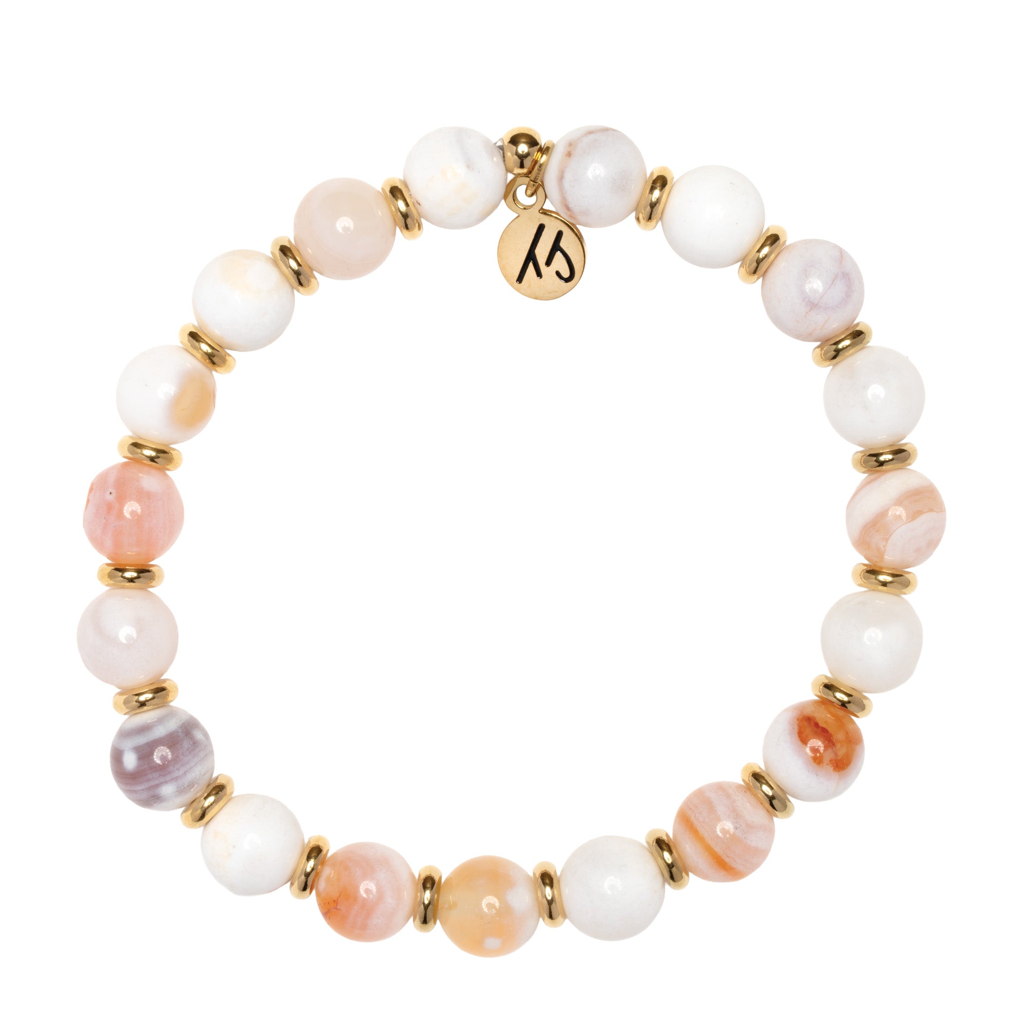 Gold Empowered Elegance Collection- White Natural Agate Gemstone Bracelet