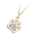 Gold Paw CZ Charm Necklace