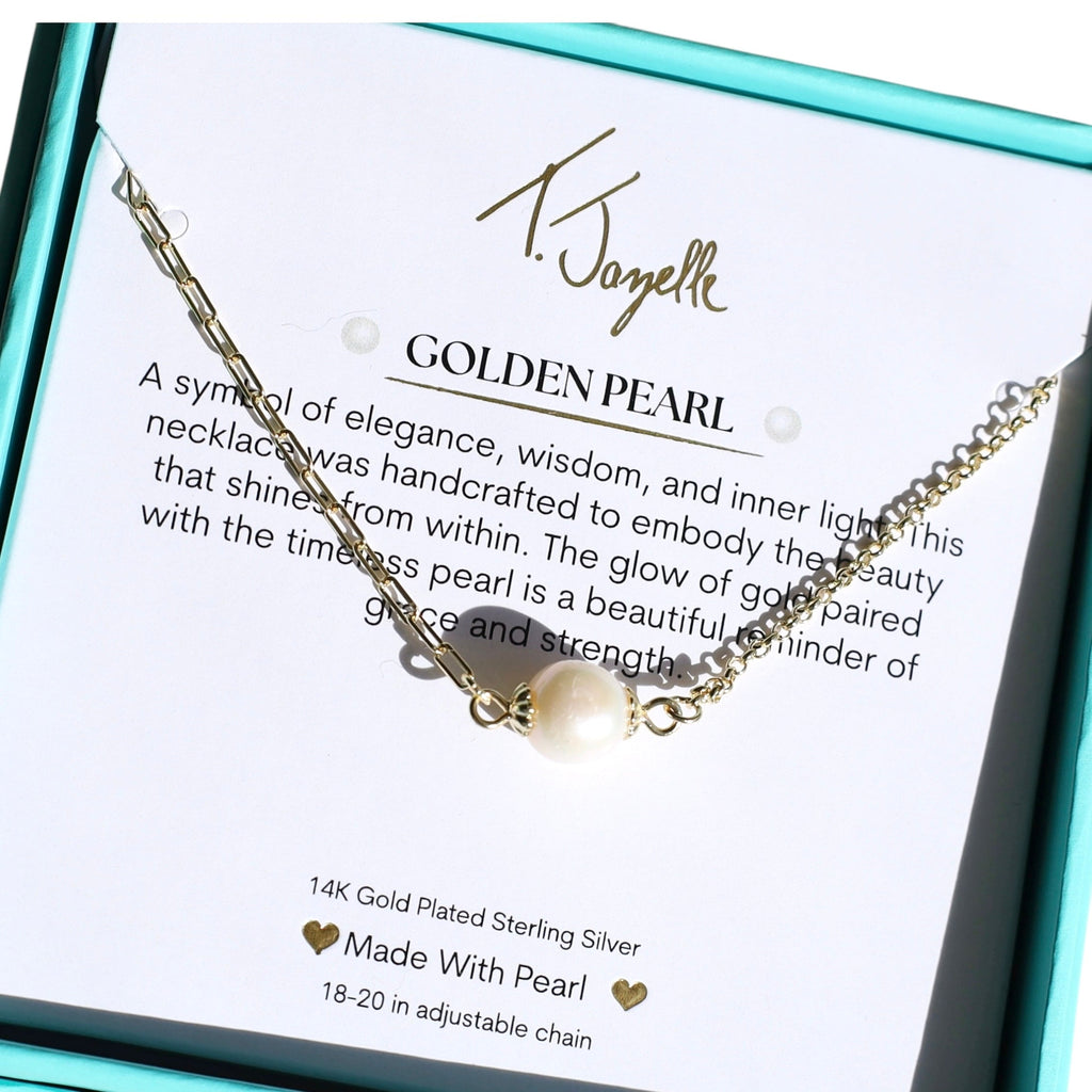 Golden Pearl Gold Charm Necklace