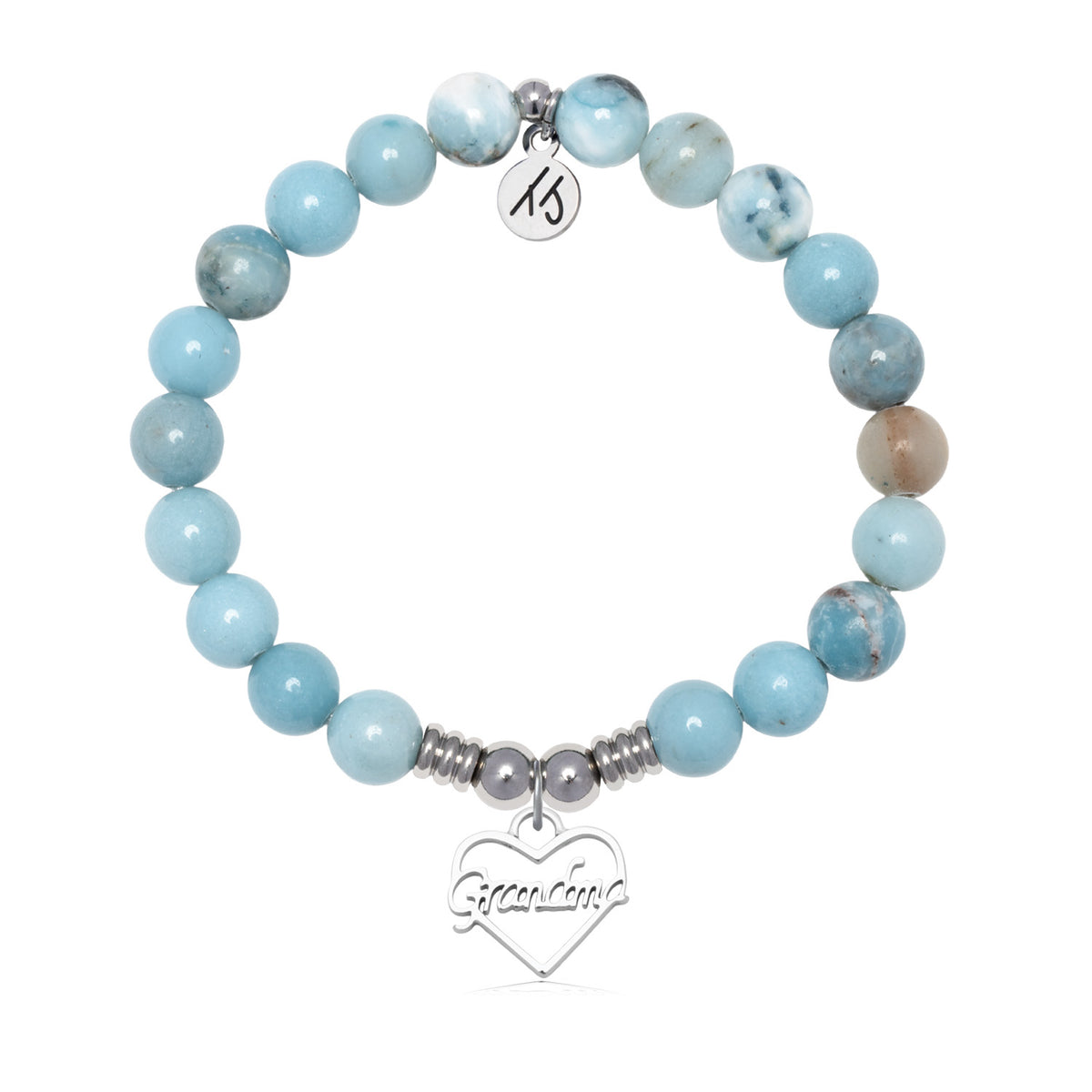 Grandma Charm with Larimar Jasper Gemstone Bracelet