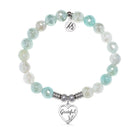 Grateful Charm with Aqua Agate Gemstone Bracelet