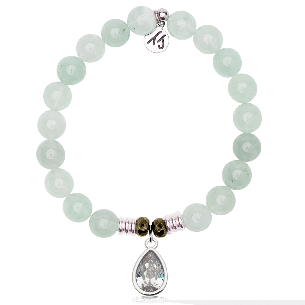 Green Angelite Gemstone Bracelet with Inner Beauty Sterling Silver Charm