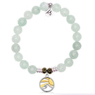 Green Angelite Gemstone Bracelet with Rising Sun Sterling Silver Charm