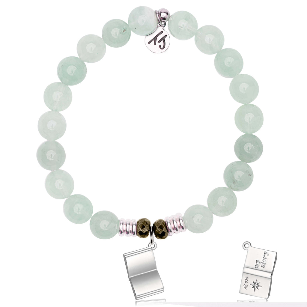 Green Angelite Gemstone Bracelet with Your Story Sterling Silver Charm