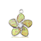 Green Angelite Stone Bracelet with Flower of Positivity Sterling Silver Charm