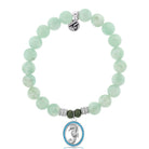 Green Angelite Stone Bracelet with Seahorse Sterling Silver Charm