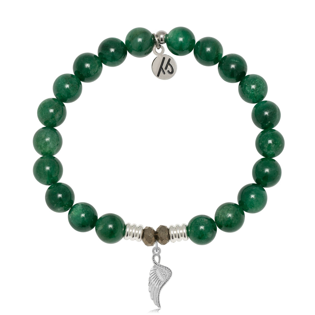 Green Kyanite Gemstone Bracelet with Angel Blessings Sterling Silver Charm