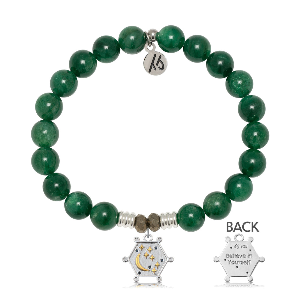 Green Kyanite Gemstone Bracelet with Believe in Yourself Sterling Silver Charm