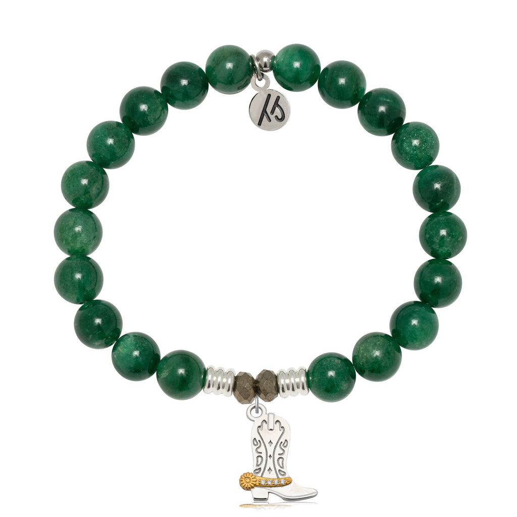 Green Kyanite Gemstone Bracelet with Cowboy Sterling Silver Charm