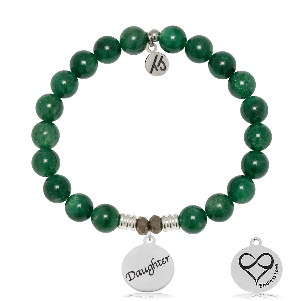 Green Kyanite Gemstone Bracelet with Daughter Sterling Silver Charm