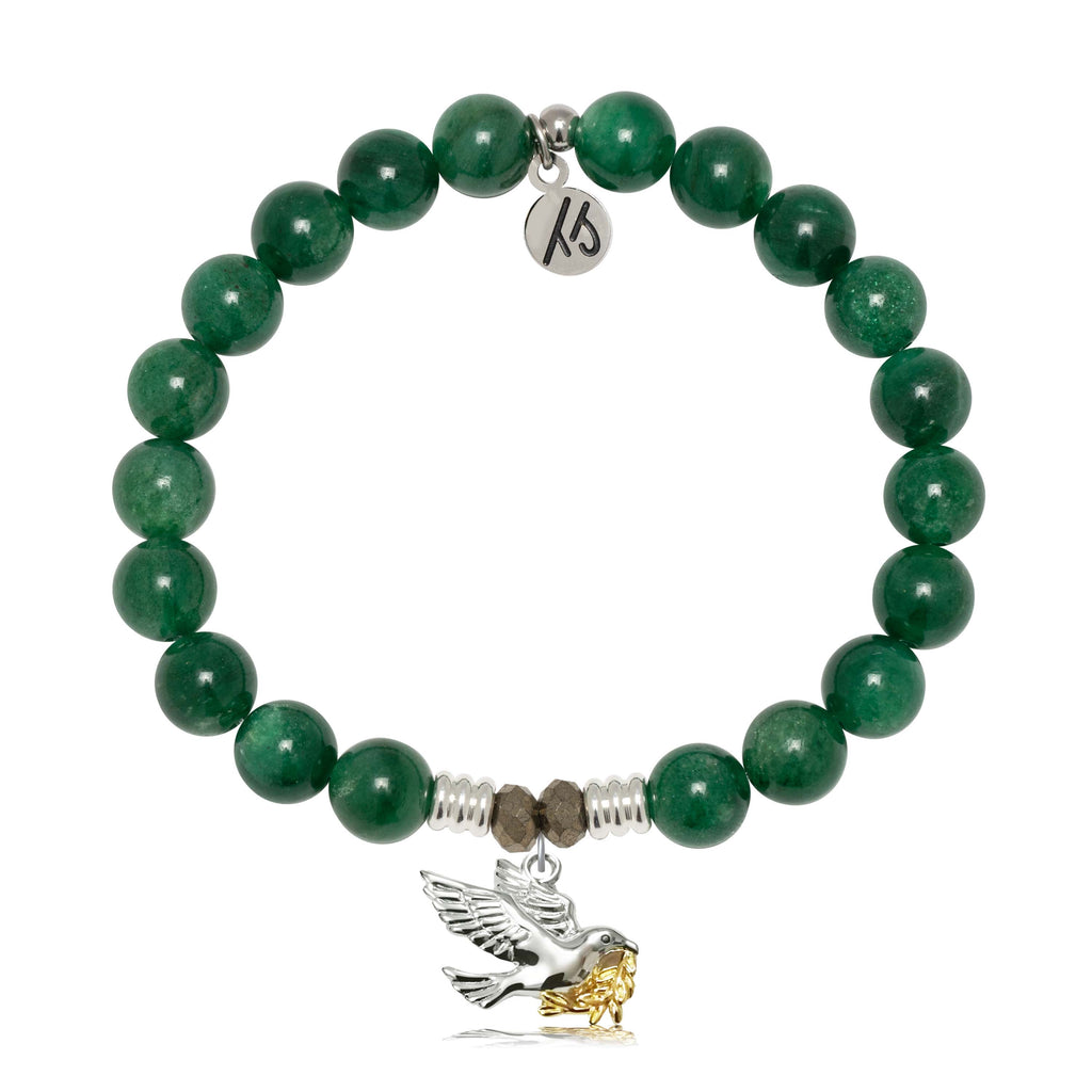Green Kyanite Gemstone Bracelet with Dove Sterling Silver Charm