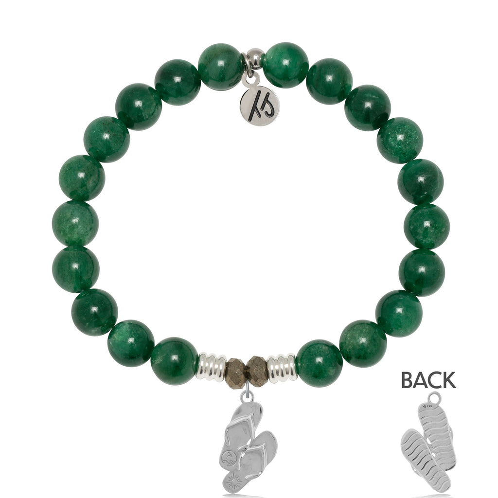 Green Kyanite Gemstone Bracelet with Flip Flop Sterling Silver Charm
