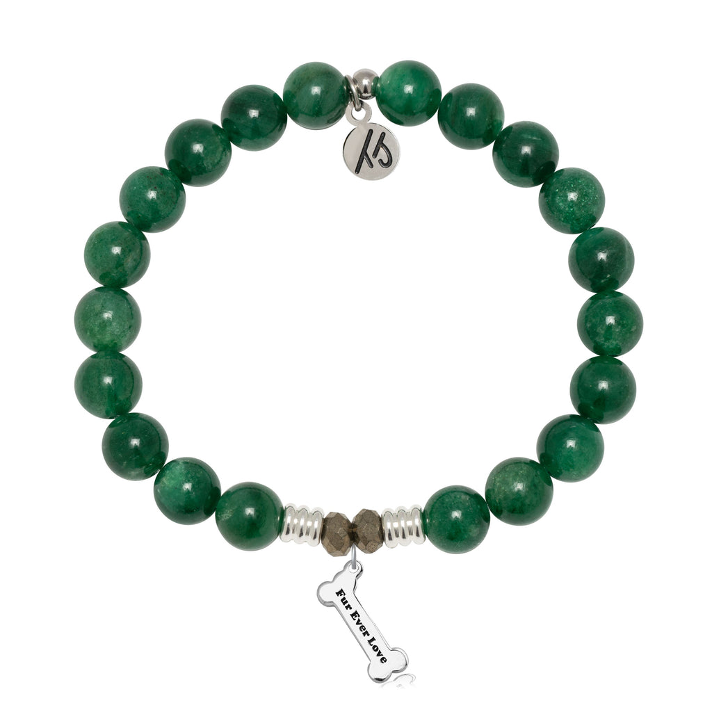Green Kyanite Gemstone Bracelet with Fur Ever Love Sterling Silver Charm