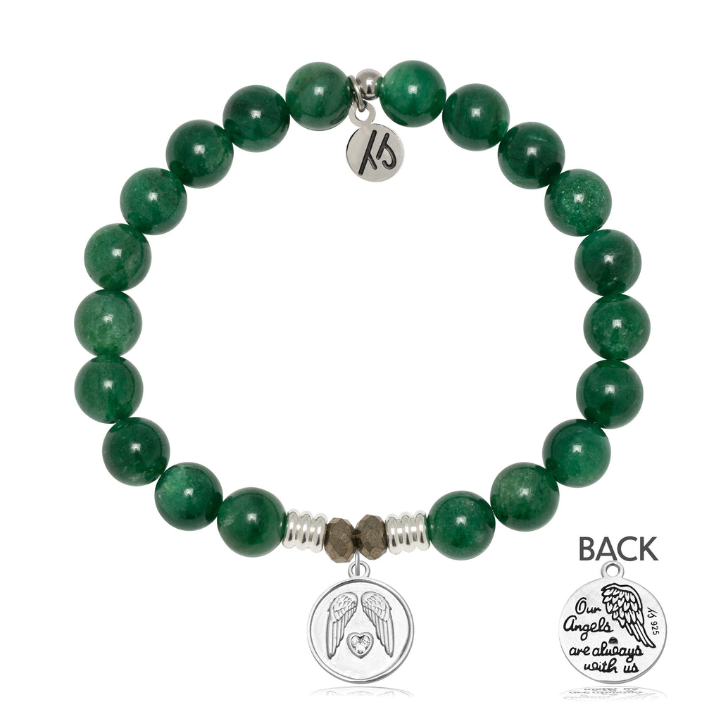 Green Kyanite Gemstone Bracelet with Guardian Sterling Silver Charm