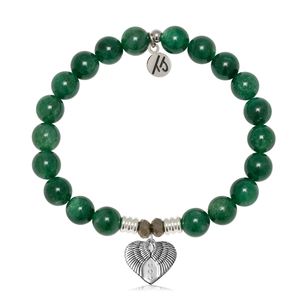 Green Kyanite Gemstone Bracelet with Heart of Angels Sterling Silver Charm