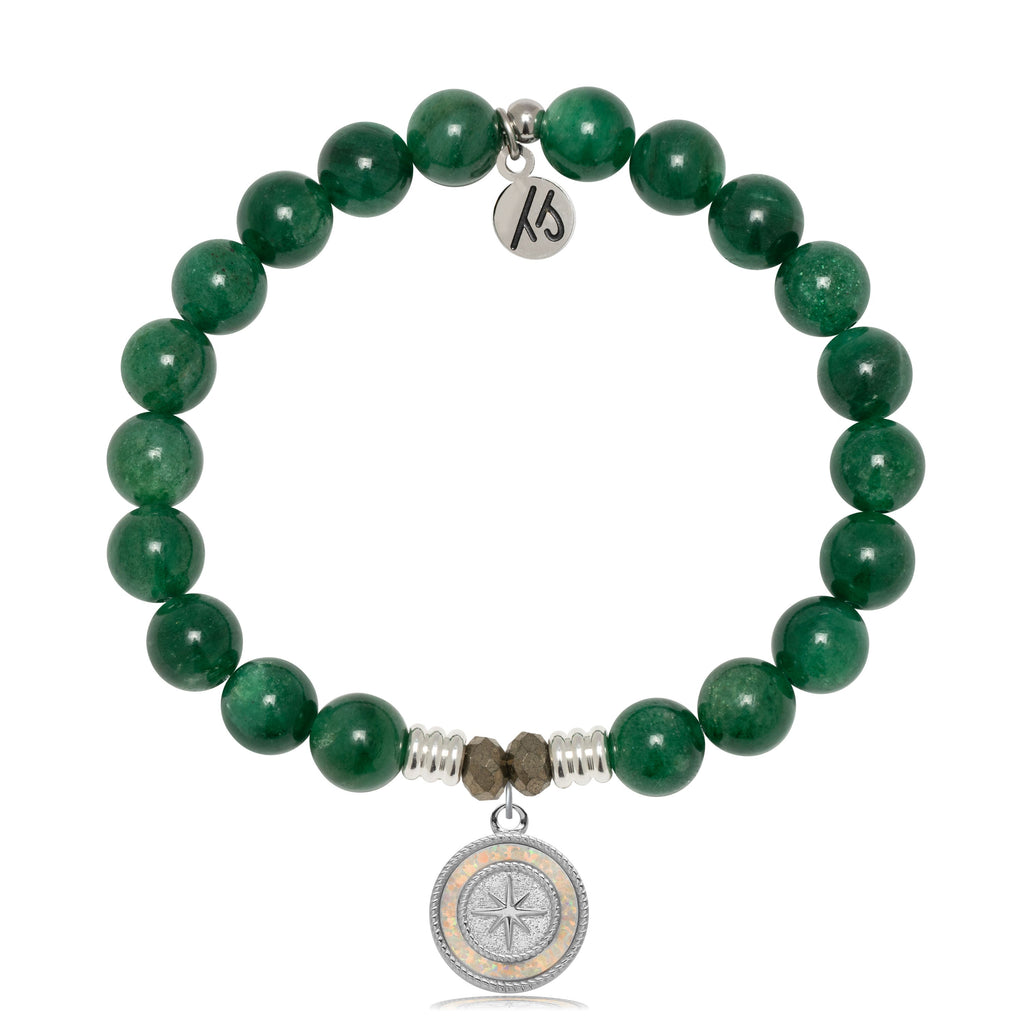 Green Kyanite Gemstone Bracelet with North Star Sterling Silver Charm