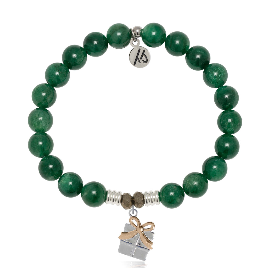 Green Kyanite Gemstone Bracelet with Present Sterling Silver Charm