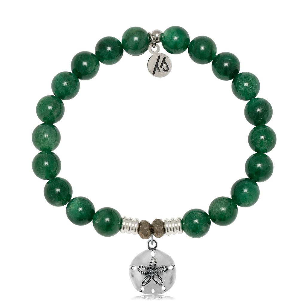 Green Kyanite Gemstone Bracelet with Sand Dollar Sterling Silver Charm
