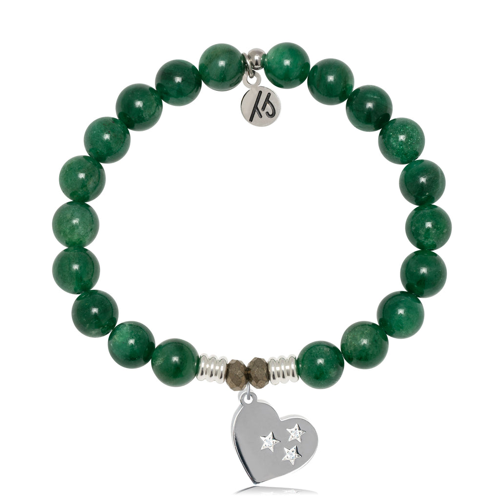 Green Kyanite Gemstone Bracelet with Wishing Heart Sterling Silver Charm