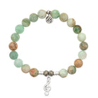 Green Quartz Gemstone Bracelet with Music Note Sterling Silver Charm