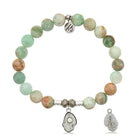 Green Quartz Gemstone Bracelet with Oyster Sterling Silver Charm