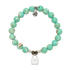 Green Shell Gemstone Bracelet with Unbreakable Friendship Sterling Silver Charm