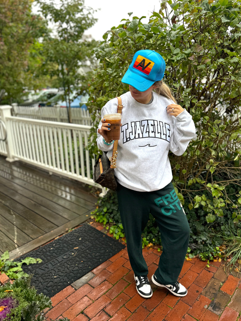 Grey T. JAZELLE Reverse Weave Crewneck