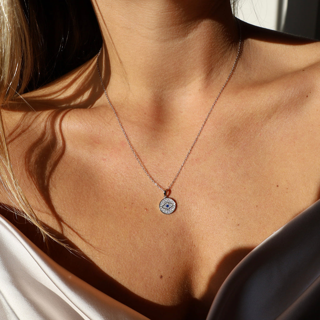 Guardian Eye Sterling Silver Charm Necklace