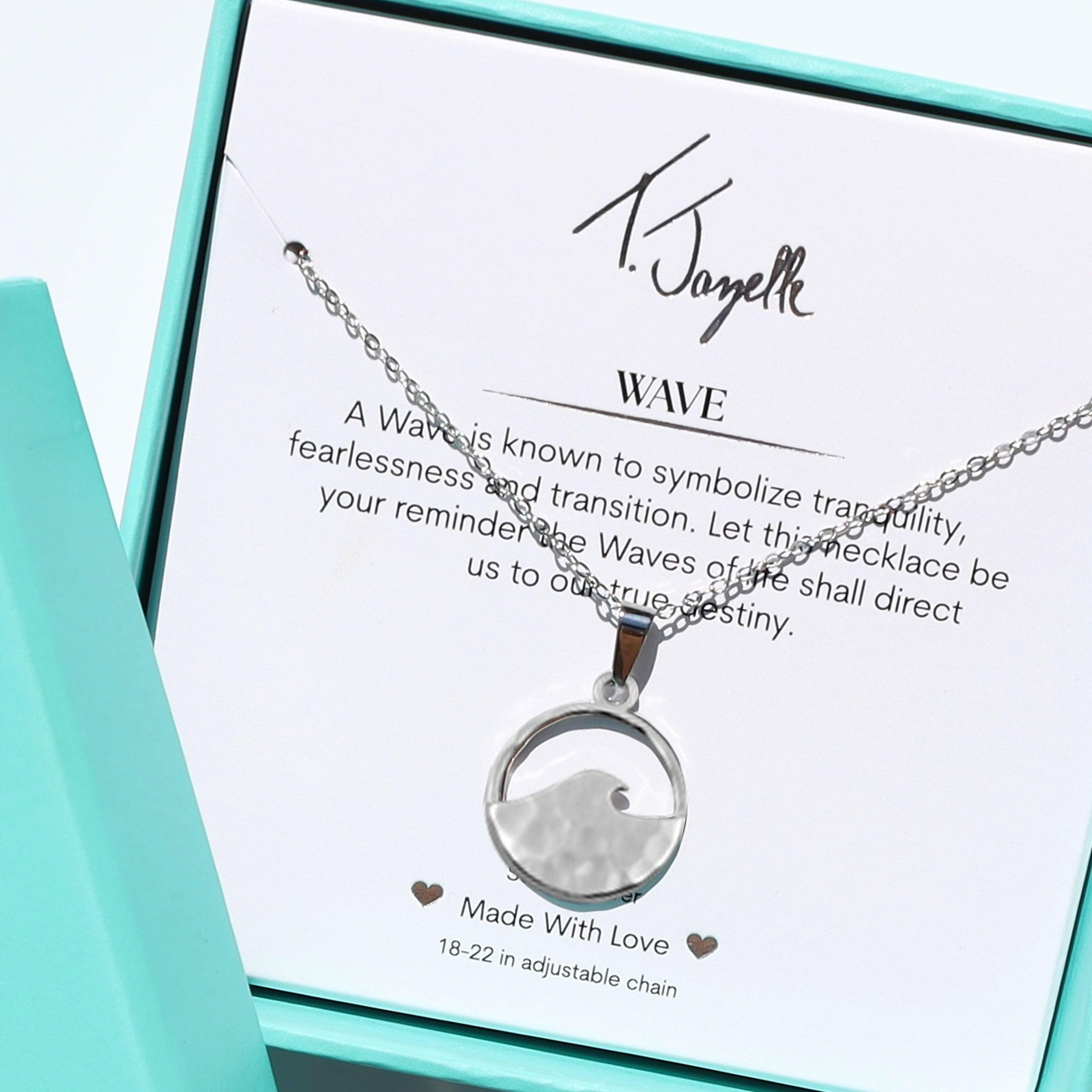 Hammered Wave Sterling Silver Charm Necklace