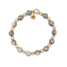 Harmony Collection- Gold with Silver Dipped White Moonstone Gemstone Bracelet
