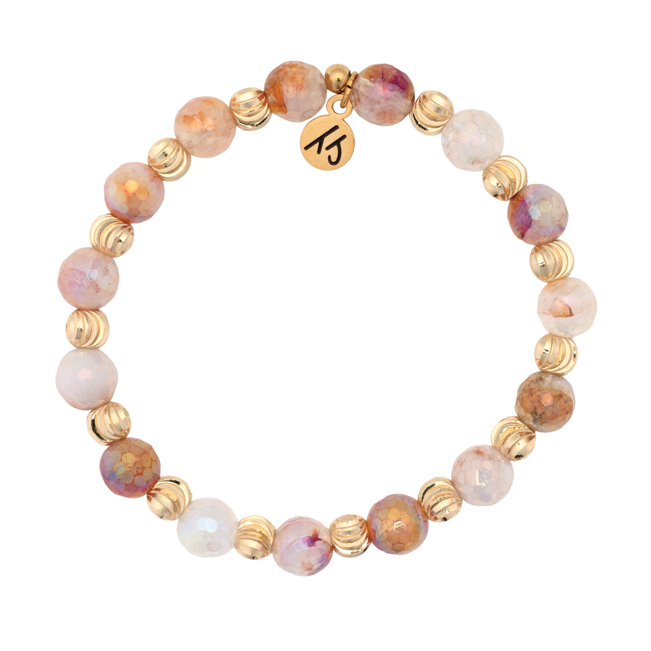 Harmony Collection- Gold with Strawberry Quartz Gemstone Bracelet