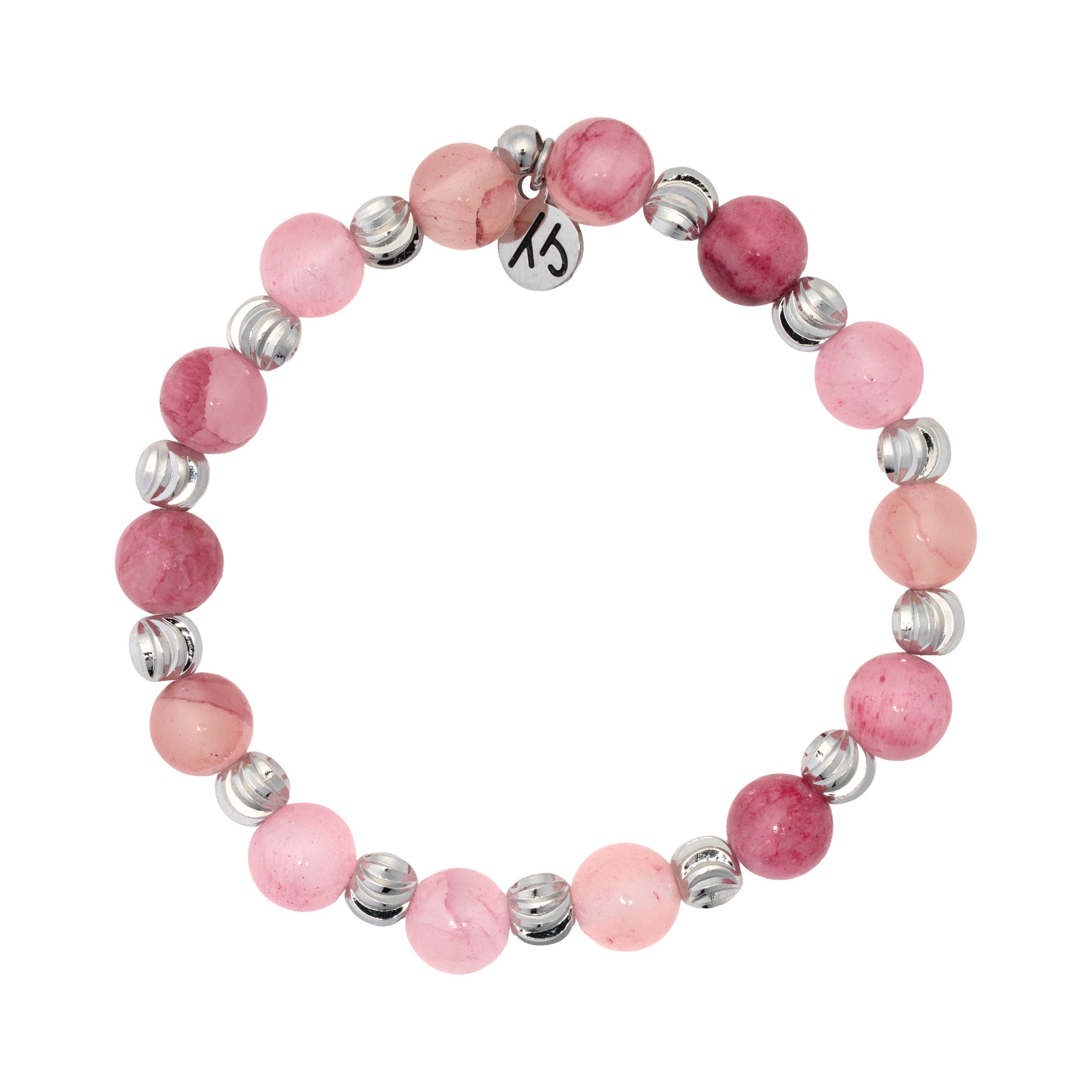 Harmony Collection- Silver with Pink Chalcedony Gemstone Bracelet