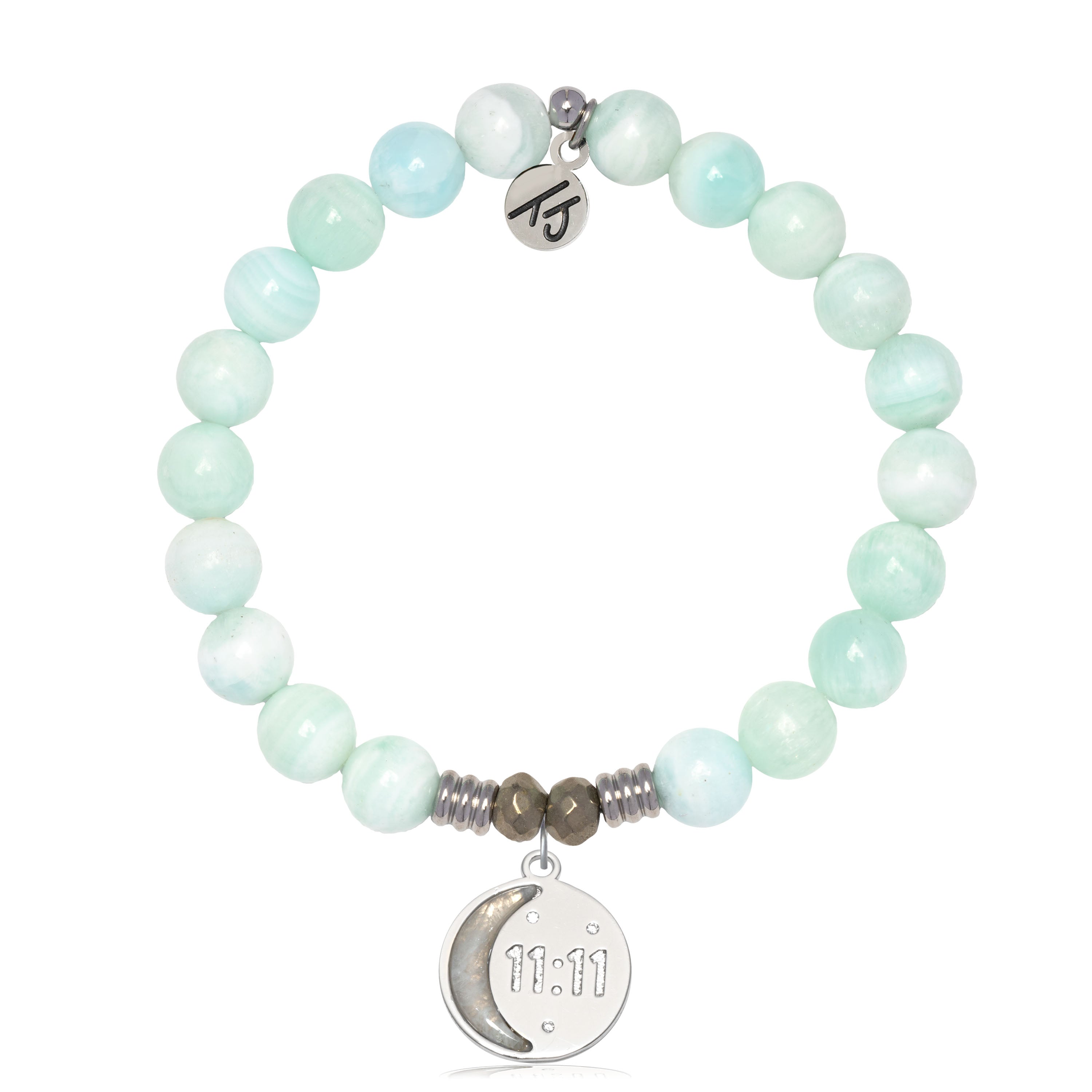 Hemimorphite Gemstone Bracelet with 11:11 Sterling Silver Charm