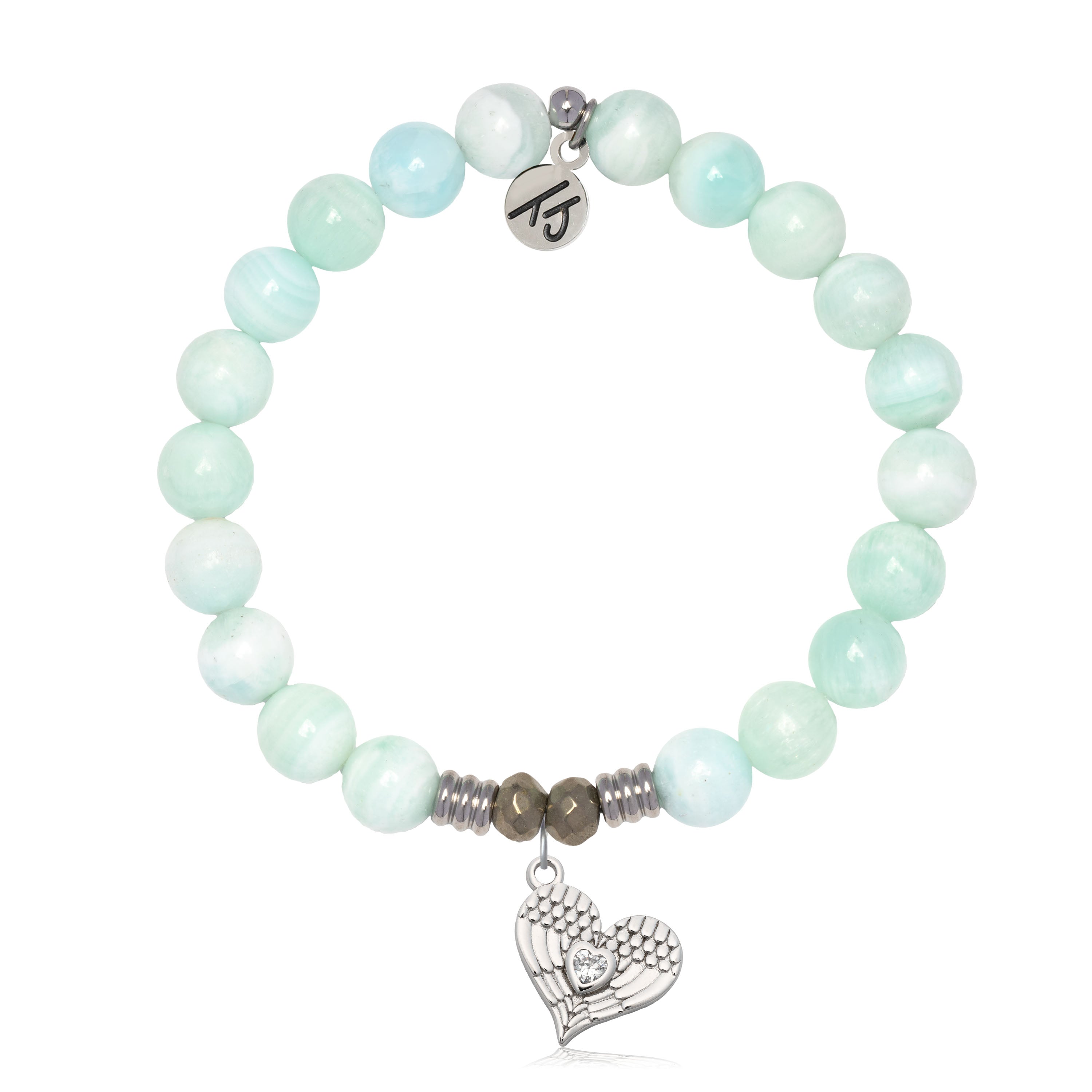 Hemimorphite Gemstone Bracelet with Angel Love Sterling Silver Charm