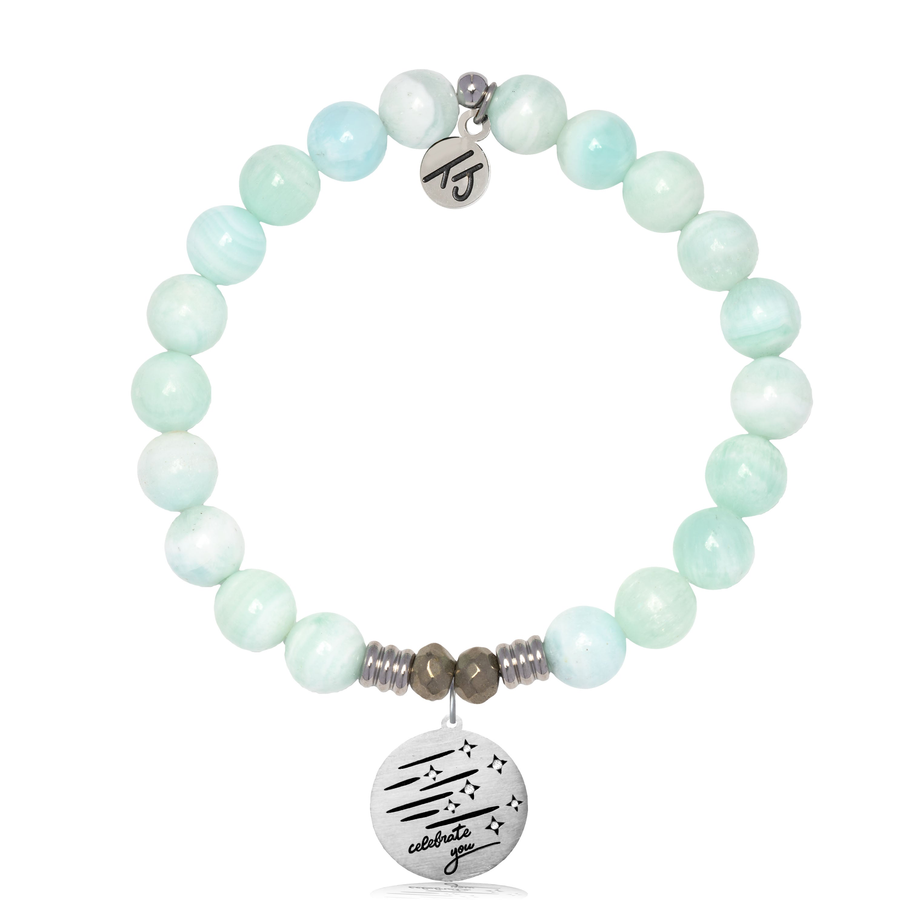 Hemimorphite Gemstone Bracelet with Birthday Wishes Sterling Silver Charm