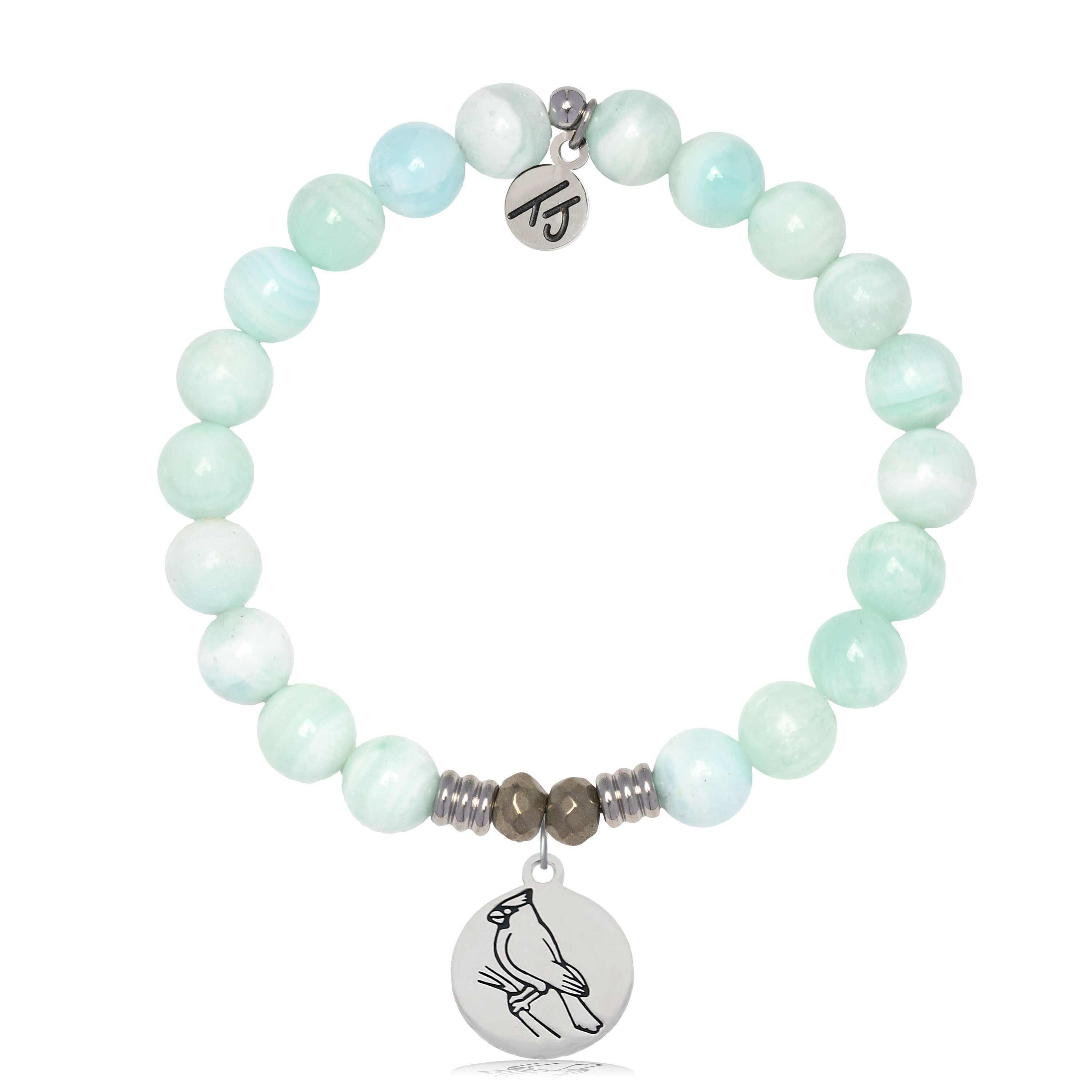 Hemimorphite Gemstone Bracelet with Cardinal Sterling Silver Charm