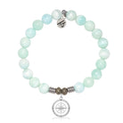 Hemimorphite Gemstone Bracelet with Compass Rose Sterling Silver Charm