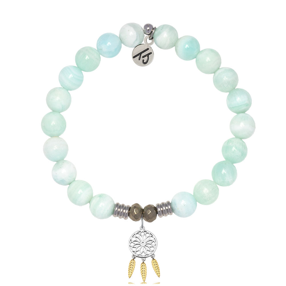 Hemimorphite Gemstone Bracelet with Dream Catcher Sterling Silver Charm