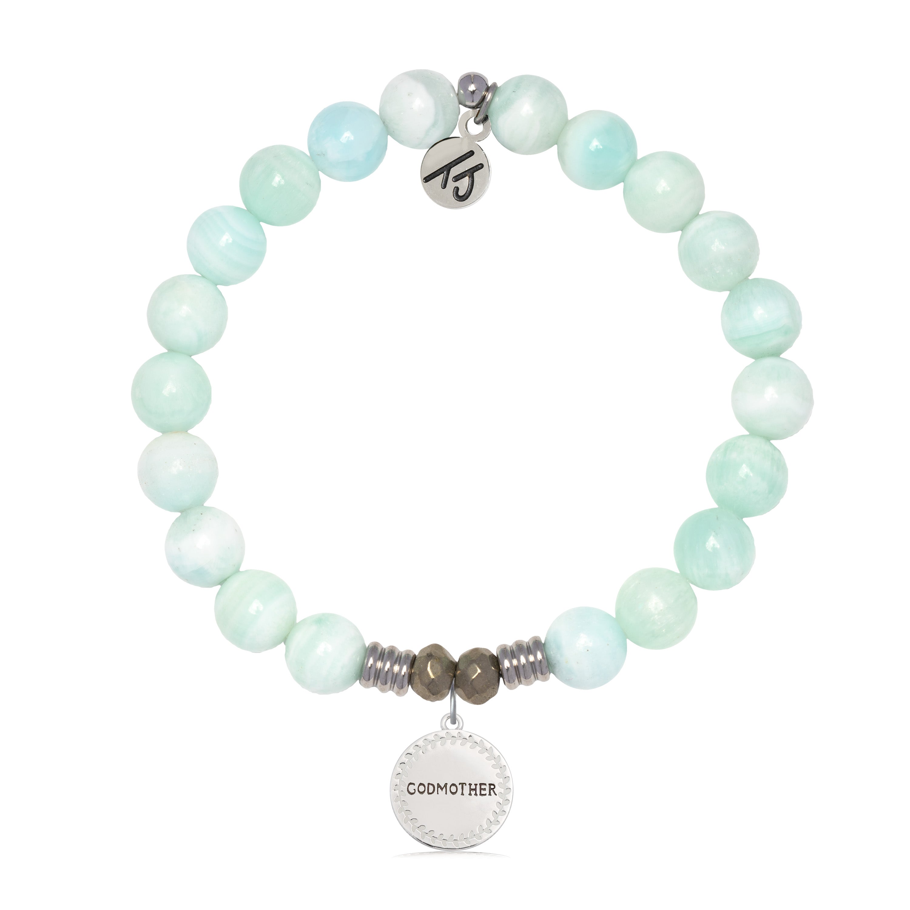 Hemimorphite Gemstone Bracelet with Endless Love Godmother Sterling Silver Charm