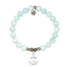 Hemimorphite Gemstone Bracelet with Faith. Hope. Love Sterling Silver Charm
