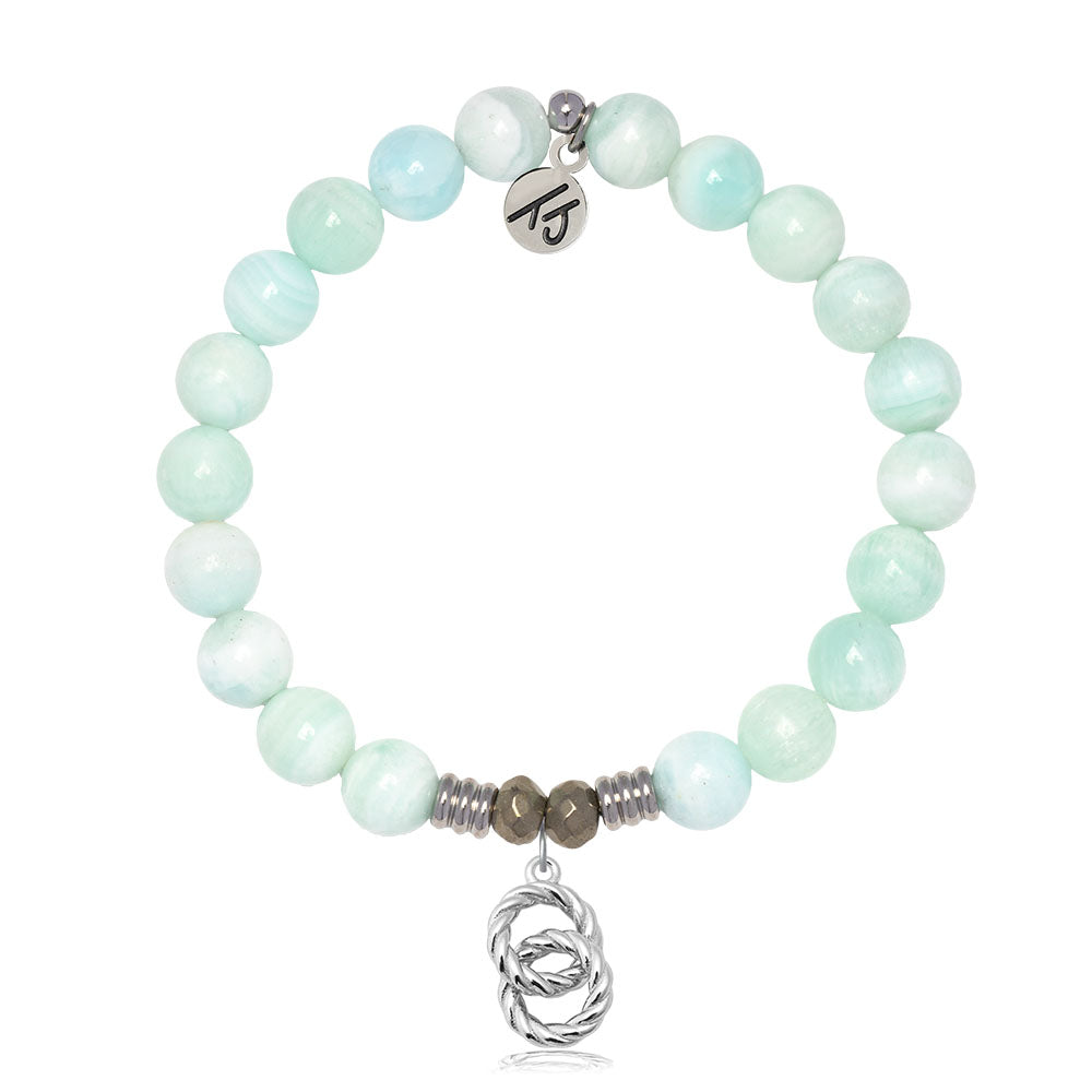 Hemimorphite Gemstone Bracelet with Forever Connected Sterling Silver Charm