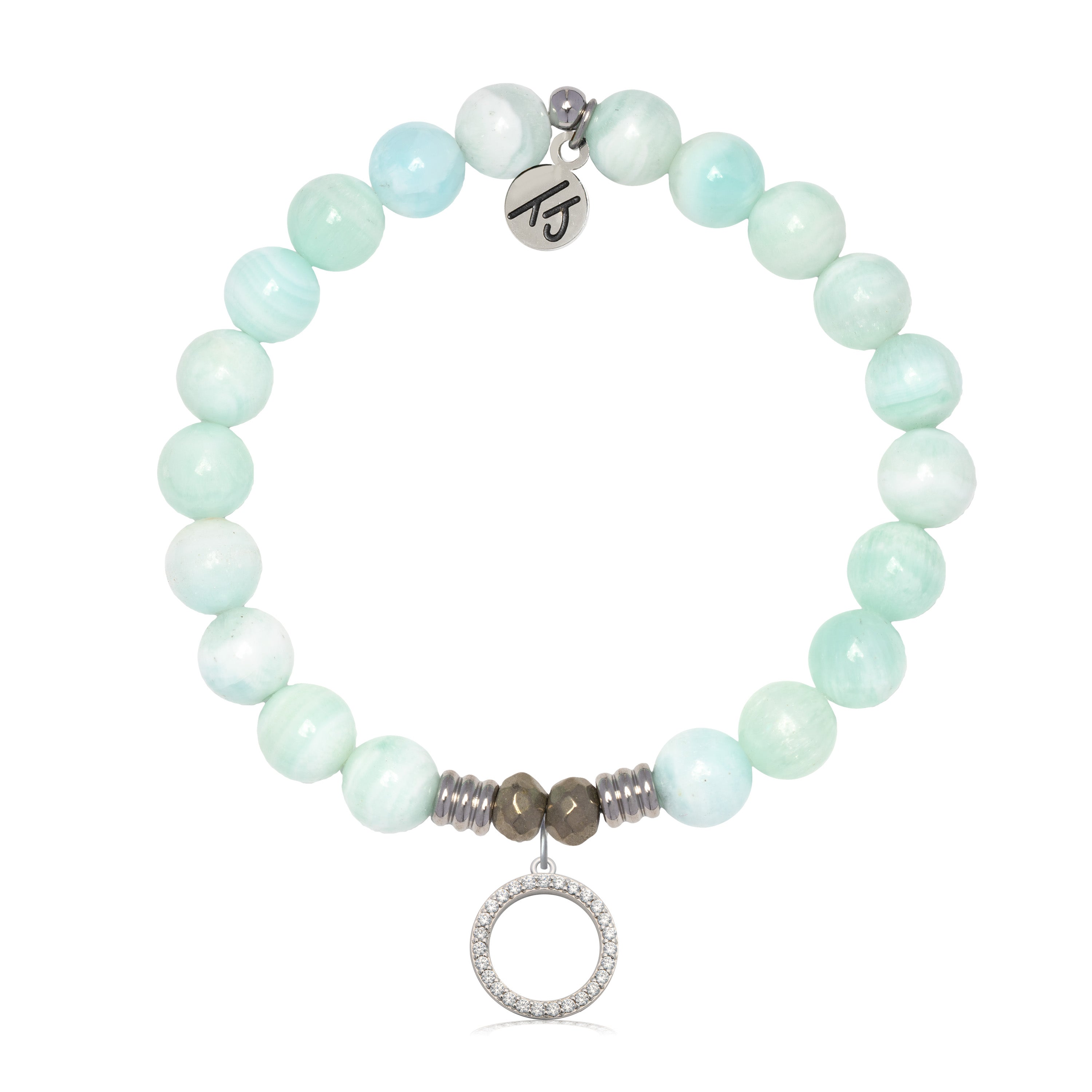Hemimorphite Gemstone Bracelet with Good Karma Sterling Silver Charm